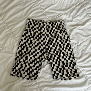 Checkered print rights biker shorts